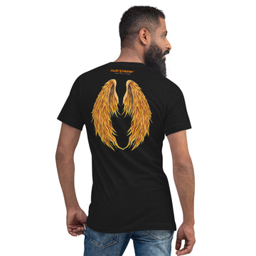 WINGS - Kurzärmeliges Unisex-T-Shirt mit V-Ausschnitt